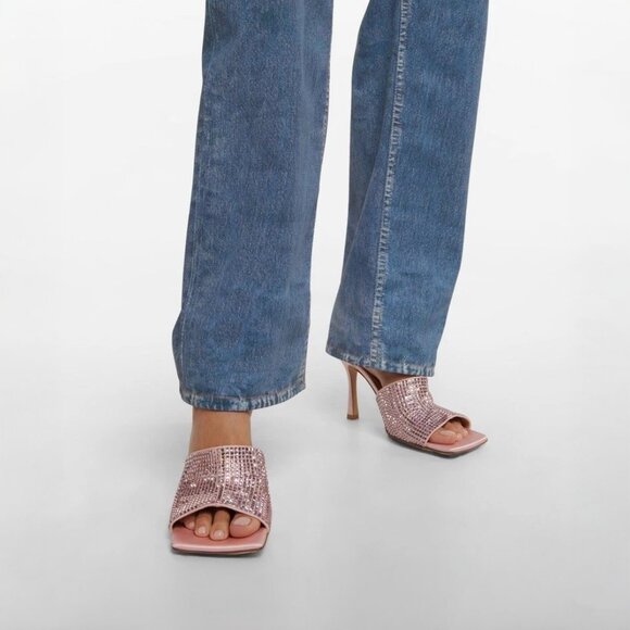 Bottega Veneta Crystal Mule Sandals Embellished Camellia Pink EU 39 US 9 NEW - Picture 16 of 16